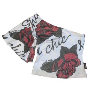 Vintage y2k XOXO one shoulder shimmer crop blouse